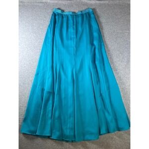 Ann Taylor Petite Teal Blue Maxi Skirt XXSP Flowy Pleated